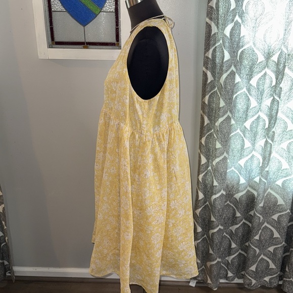 J Crew Yellow Floral V Neck Dress SZ XL - Picture 4 of 11